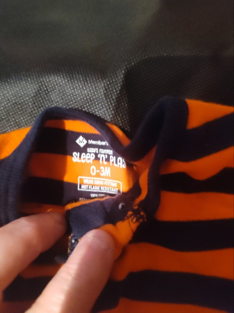 Orange & Navy Striped Baby One-Piece Sleeper